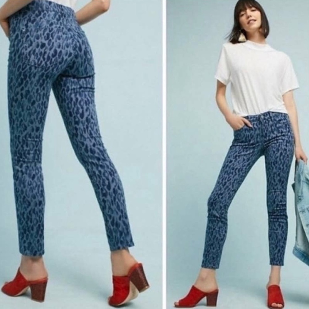 Anthropologie Pilcro Blue Animal Print Jeans